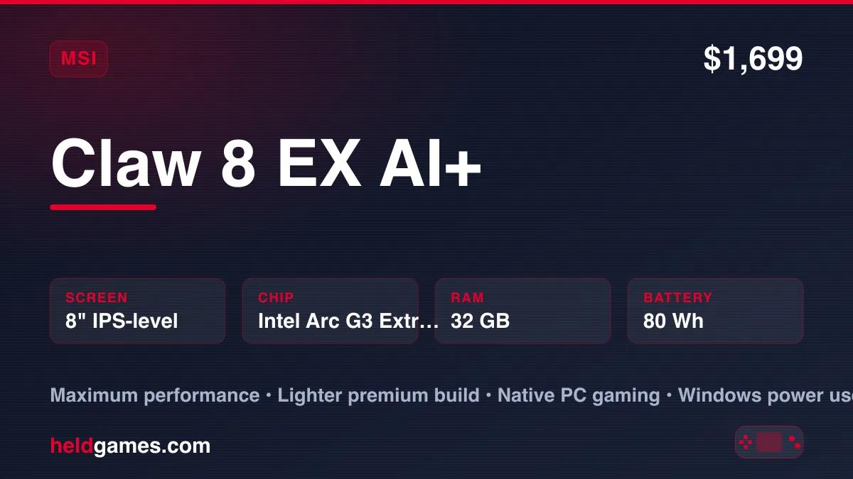 MSI Claw 8 EX AI+ retro handheld gaming device